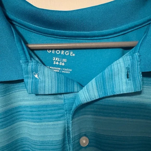 George Men's Teal Striped Polo Shirt - Picture 6 of 7